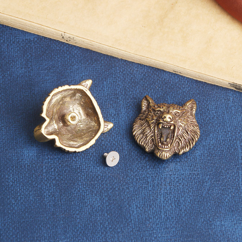 Wolf Jewelry & Watches Tampa Reviews - 真ちゅう製のバックル付きの彫刻が施されたヘッド,レトロなオオカミの頭の形,調節可能なボタン,DIY,レザーデコレーションアクセサリー,2個