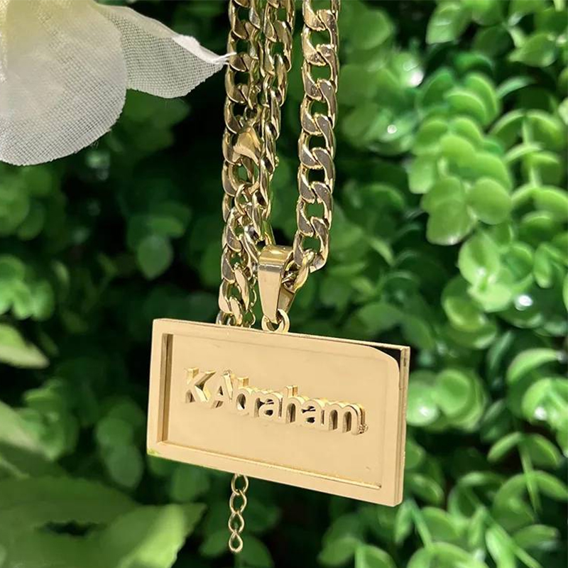 Engraved Name Necklace - 男性と女性のためのヒップホップネックレス,二重層,溶接,ステンレス鋼,太いフィガロ,ウェーブ,ツイストチェーン,パーソナライズされたギフト