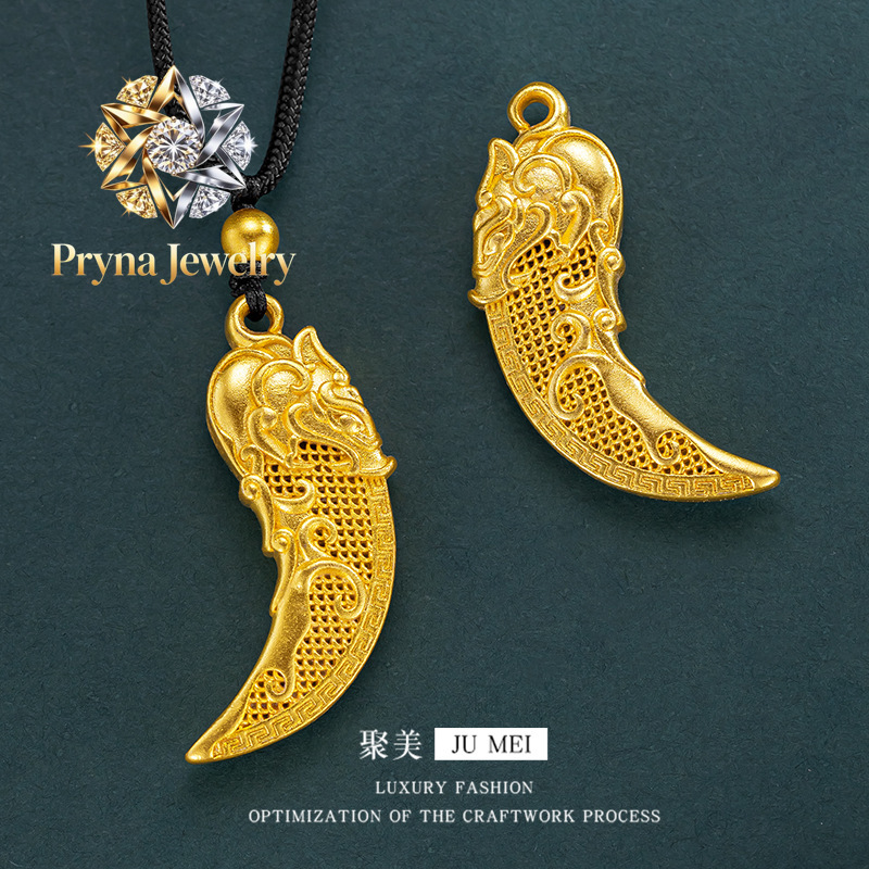 Wolf Jewelry & Watches Tampa Reviews - プリナジュエリー 高級24K 9999純金 本物の金 メンズ＆レディース ホローウルフトゥースペンダント