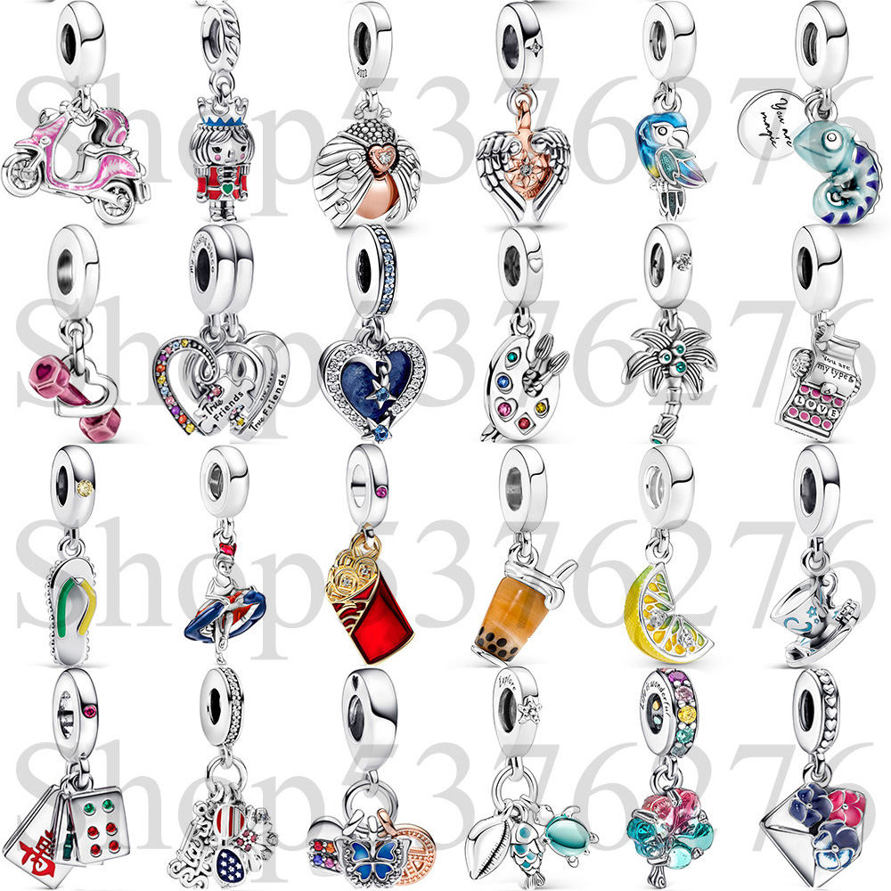Paradise Jewelry & Watches Llc Miami - 925スターリングシルバービーズ封筒タイプライター麻雀パームツリーダングルチャーム、ファッションレディースブレスレットバングルギフトDIYジュエリー