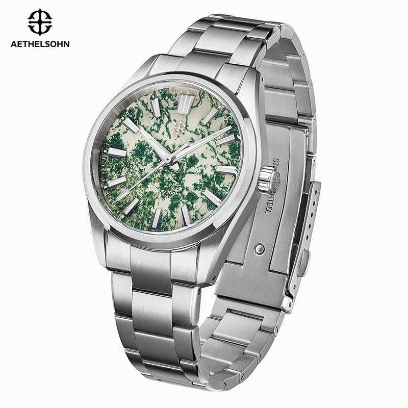 Stones Watches & Jewelry In Sweden Ab - AETHELSOHN メンズ高級腕時計 TMI VH31 スイープクォーツ 天然海藻石文字盤