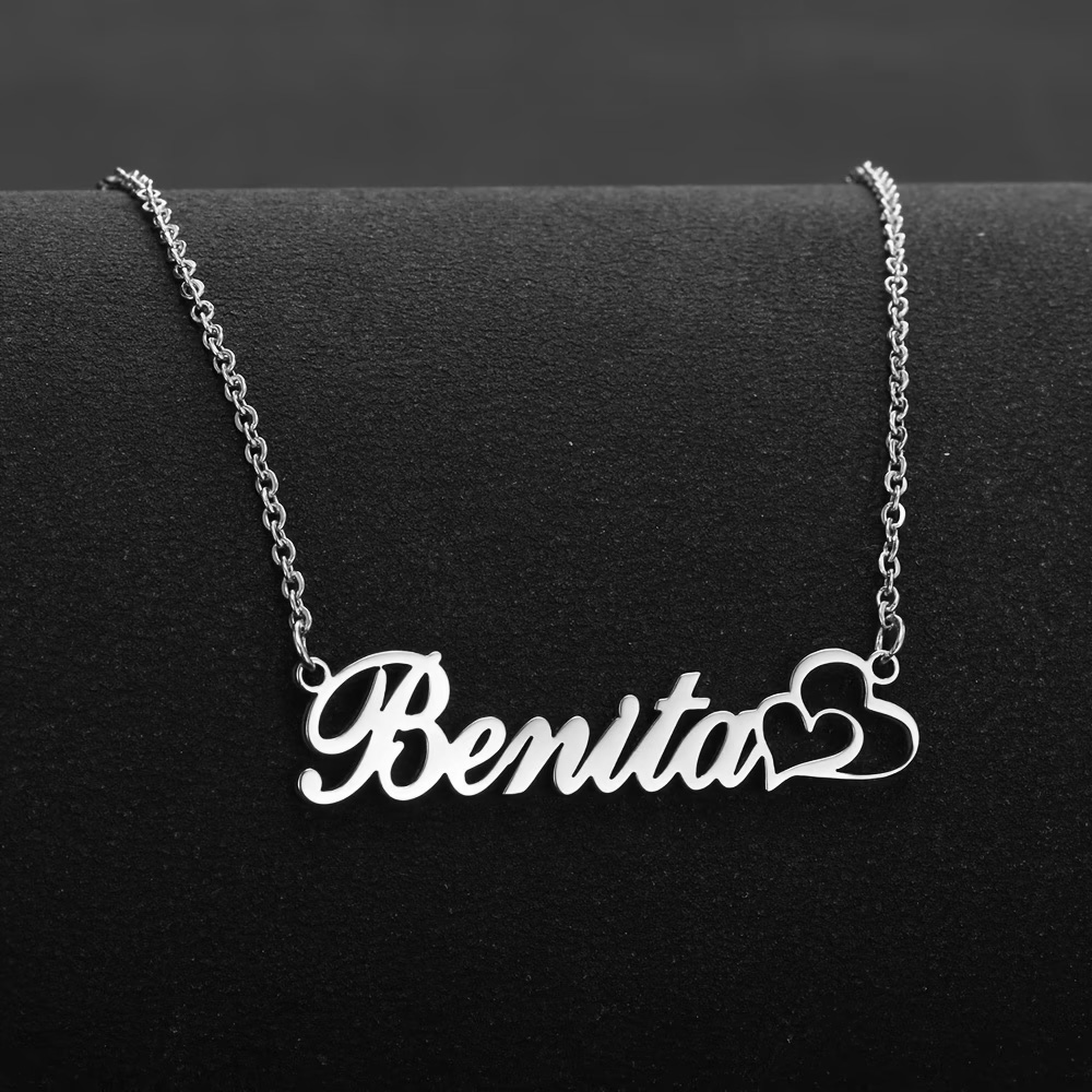 Engraved Name Necklace - パーソナライズされたダブルハートカスタムネームネックレスステンレス鋼カスタマイズされたジュエリー結婚式ロマンスギフト女性のための送料無料