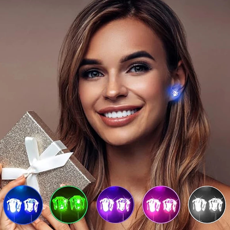 1 ペア Led ライトアップ耳スタッドブリンキーダイヤモン - Diamond Stud Earrings のレビューと価格