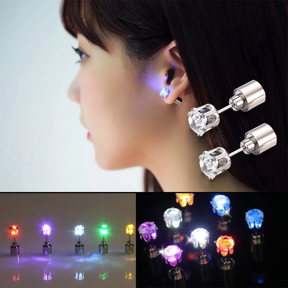 1 ペア Led ライトアップ耳スタッドブリンキーダイヤモン - Diamond Stud Earrings のレビューと価格