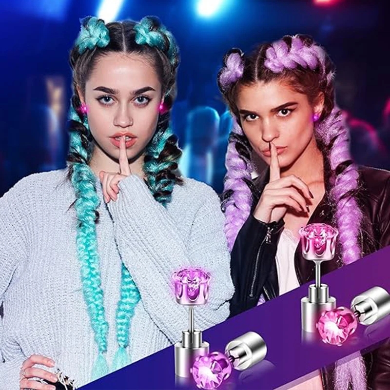 1 ペア Led ライトアップ耳スタッドブリンキーダイヤモン - Diamond Stud Earrings のレビューと価格
