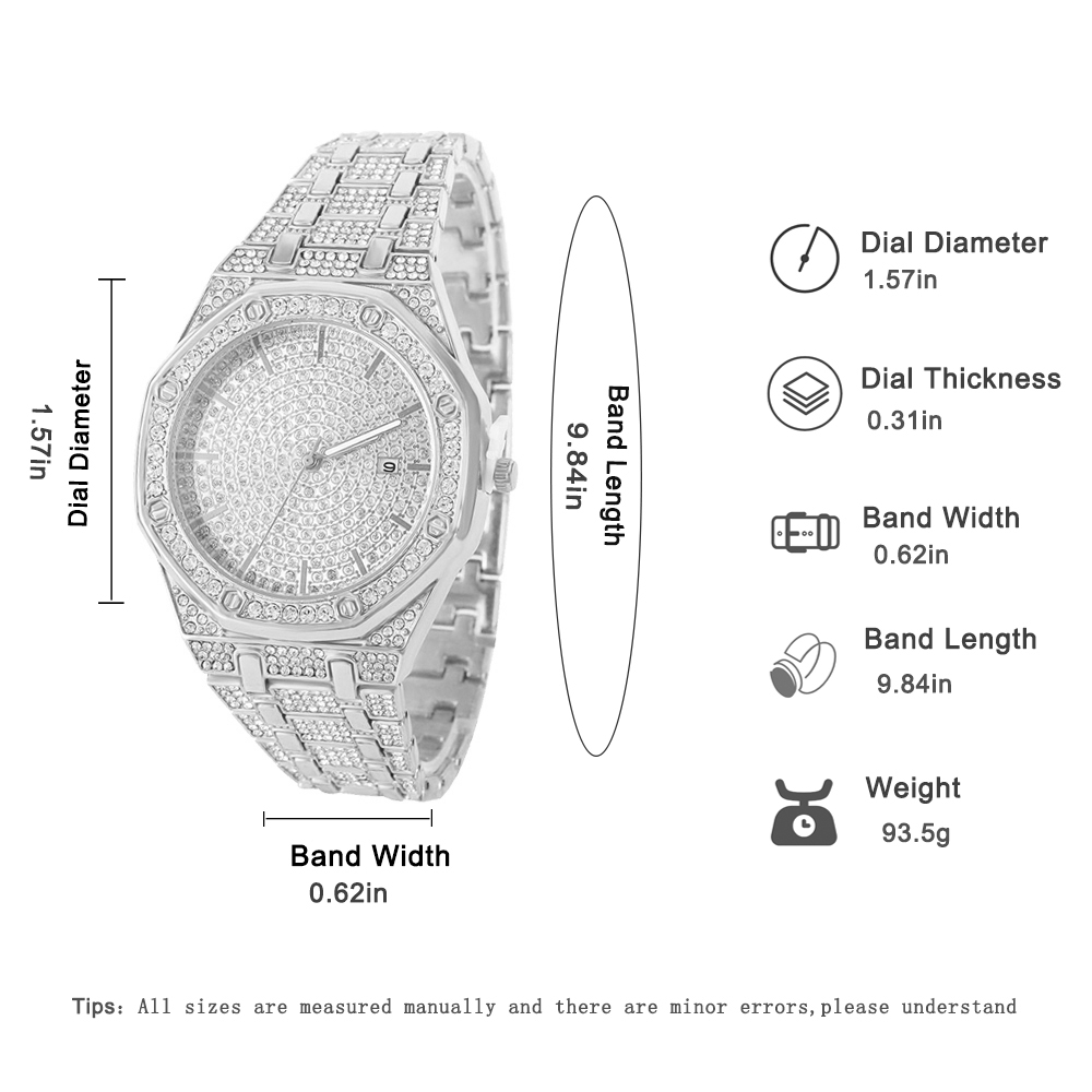 メンズ用アイスアウトウォッチ、メンズ用ゴールドウォッチ、ヒッ - Jewelry Style Watches のレビューと価格