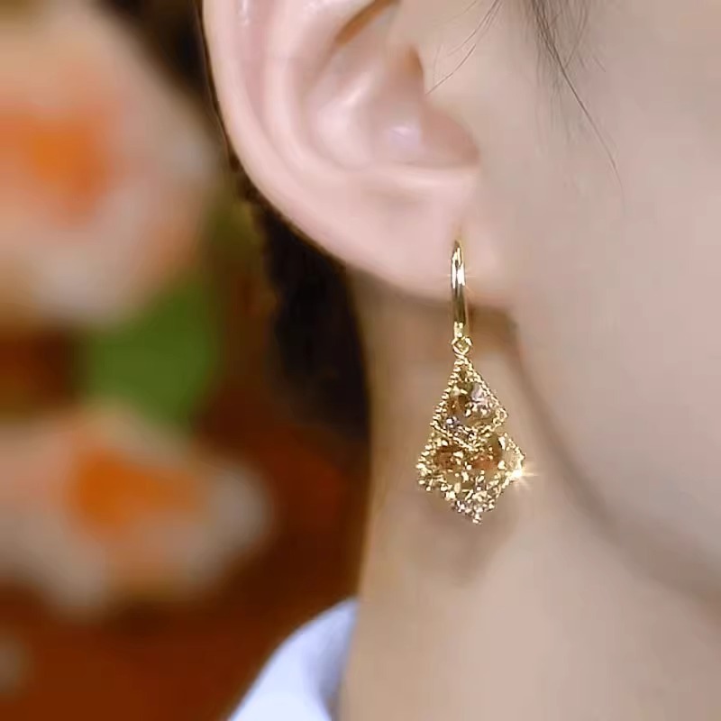 気質女神ファッションイヤリング　多用途ゴールドフレンチイヤリ - Diamond Stud Earrings のレビューと価格