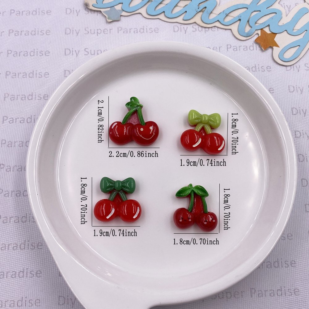 16 個カラフルなかわいい漫画ボウノートレッドチェリーフラッ - Paradise Jewelry & Watches Llc Miami のレビューと価格