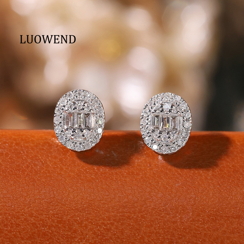 LUOWEND 100% 18Kホワイトゴールドイヤリング  - Diamond Stud Earrings のレビューと価格