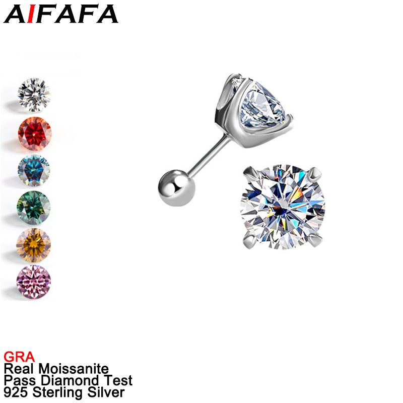男性と女性のためのモアッサナイトイヤリング,s925,シルバ - Diamond Stud Earrings のレビューと価格