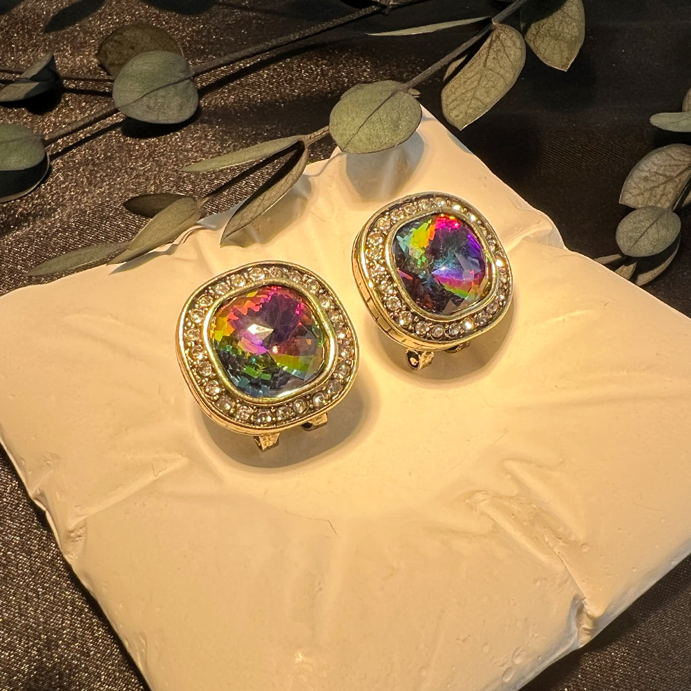 DIYアクセサリー 中世風 ヴィンテージ スクエア フルダイ - Diamond Stud Earrings のレビューと価格