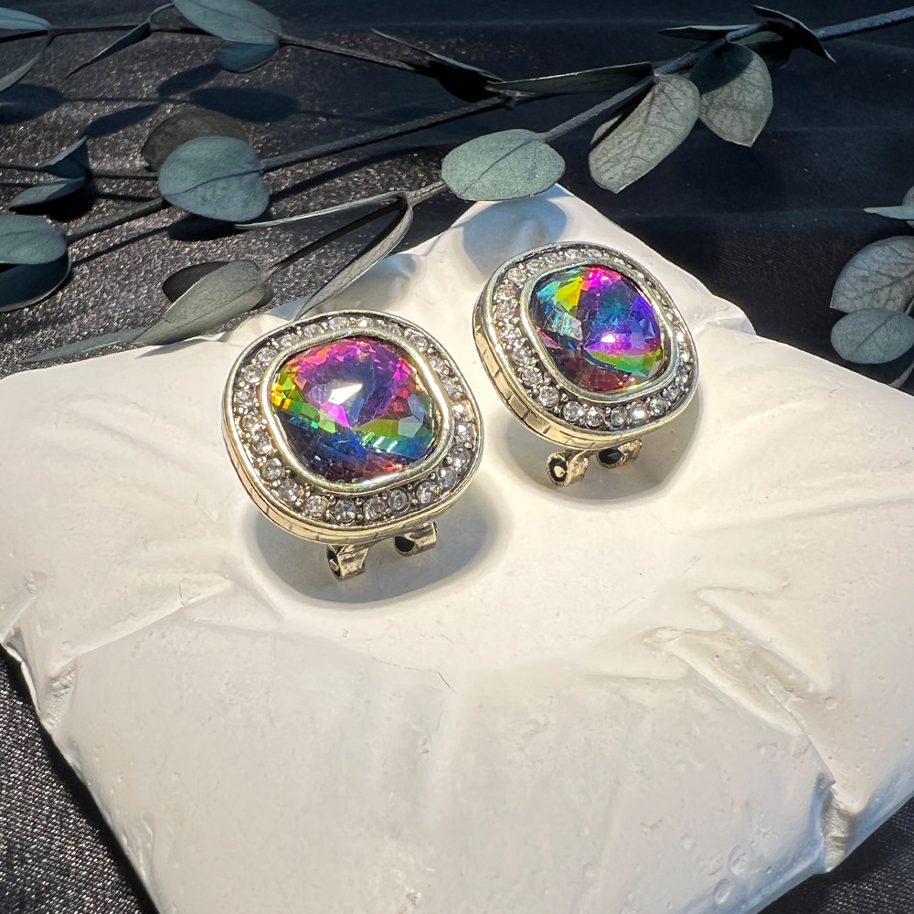 DIYアクセサリー 中世風 ヴィンテージ スクエア フルダイ - Diamond Stud Earrings のレビューと価格