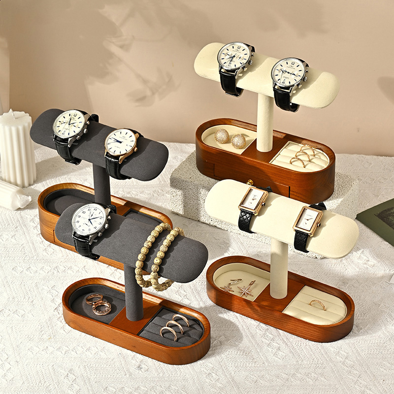 Oirlv 無垢材時計オーガナイザー棚 T バー時計ホルダー - Jewelry Style Watches のレビューと価格