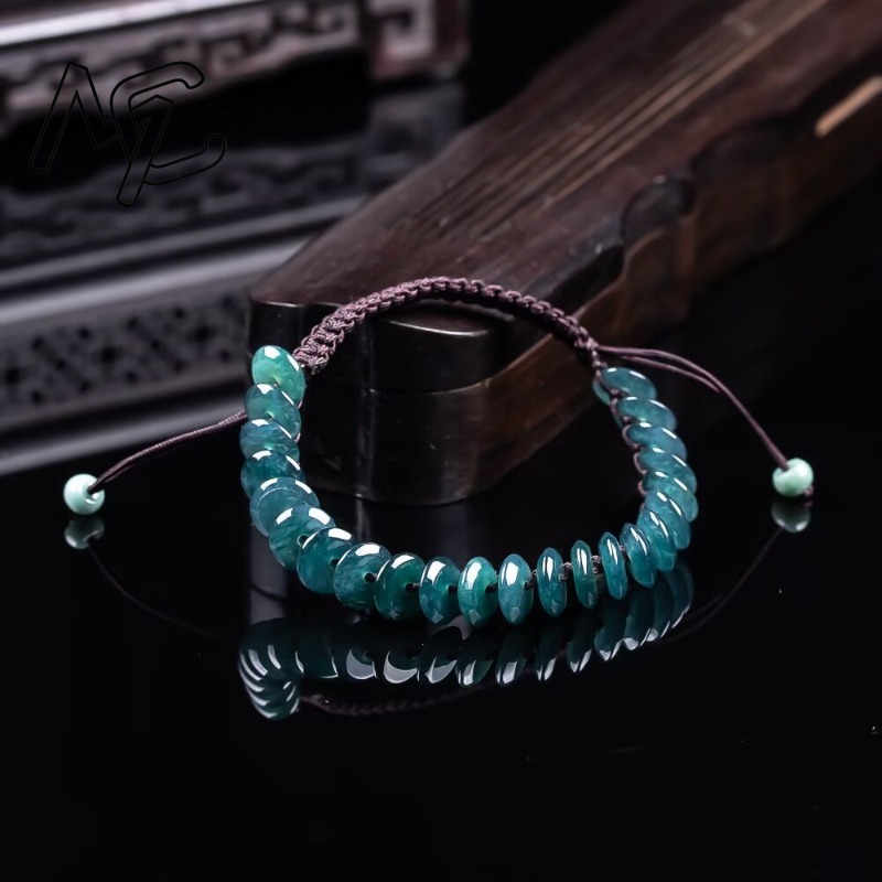 天然の本物のエメラルドブルーウォーター算盤ビーズブレスレット - Jewelry & Watches Sp Z Oo Ul Frezerów 3 のレビューと価格