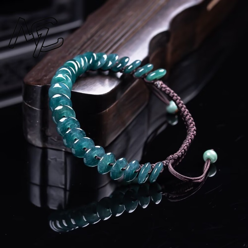 天然の本物のエメラルドブルーウォーター算盤ビーズブレスレット - Jewelry & Watches Sp Z Oo Ul Frezerów 3 のレビューと価格