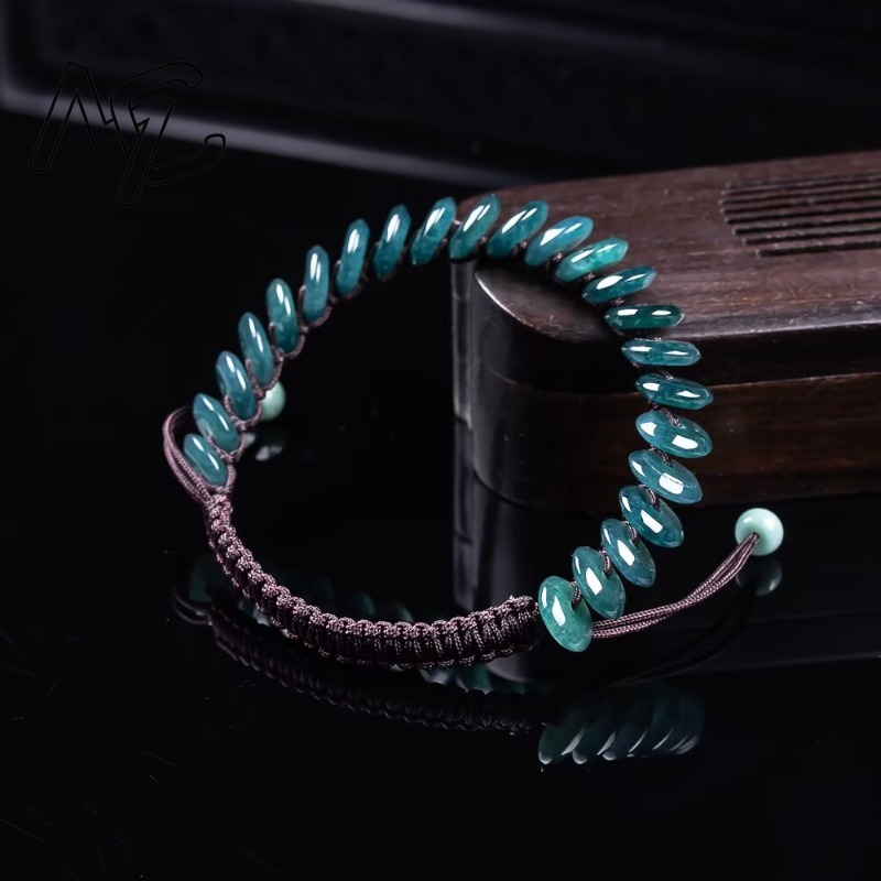 天然の本物のエメラルドブルーウォーター算盤ビーズブレスレット - Jewelry & Watches Sp Z Oo Ul Frezerów 3 のレビューと価格