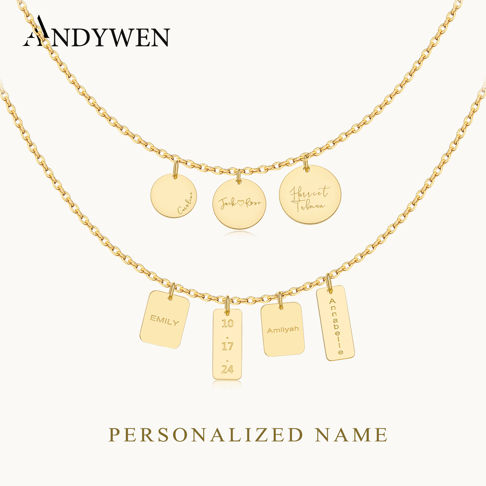 ANDYWEN 925 スターリングシルバー パーソナライズ - Engraved Name Necklace のレビューと価格