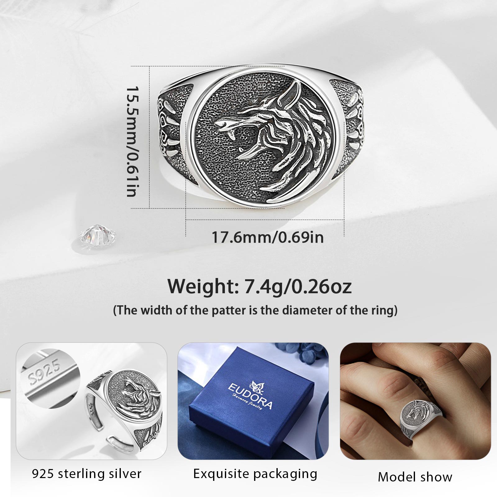 男性と女性のためのEudora-925スターリングシルバーバ - Wolf Jewelry & Watches Tampa のレビューと価格