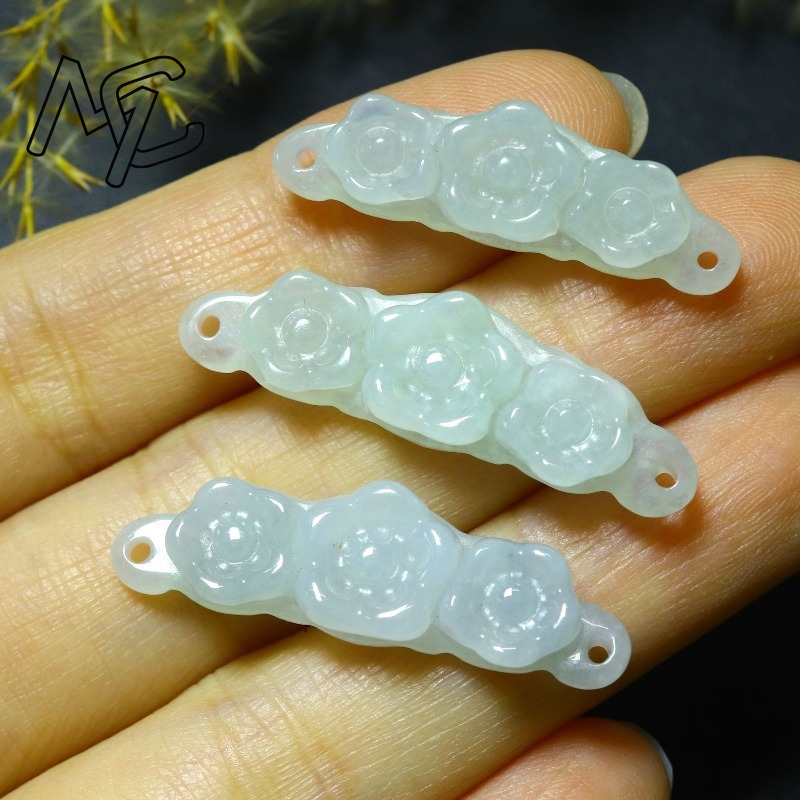 1pc 天然翡翠エメラルドフラワーハンドカード DIY アク - Jewelry & Watches Sp Z Oo Ul Frezerów 3 のレビューと価格