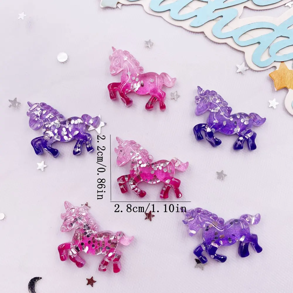 6 個カラフルな樹脂グリッター 3D ユニコーン馬ヒラタライ - Paradise Jewelry & Watches Llc Miami のレビューと価格