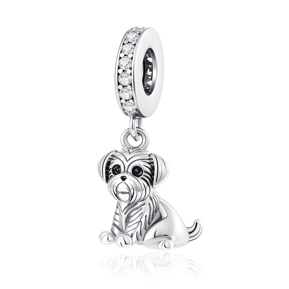 光沢のあるジルコン子犬オオカミチャーム犬の爪骨クリップビーズ - Wolf Jewelry & Watches Tampa Reviews のレビューと価格