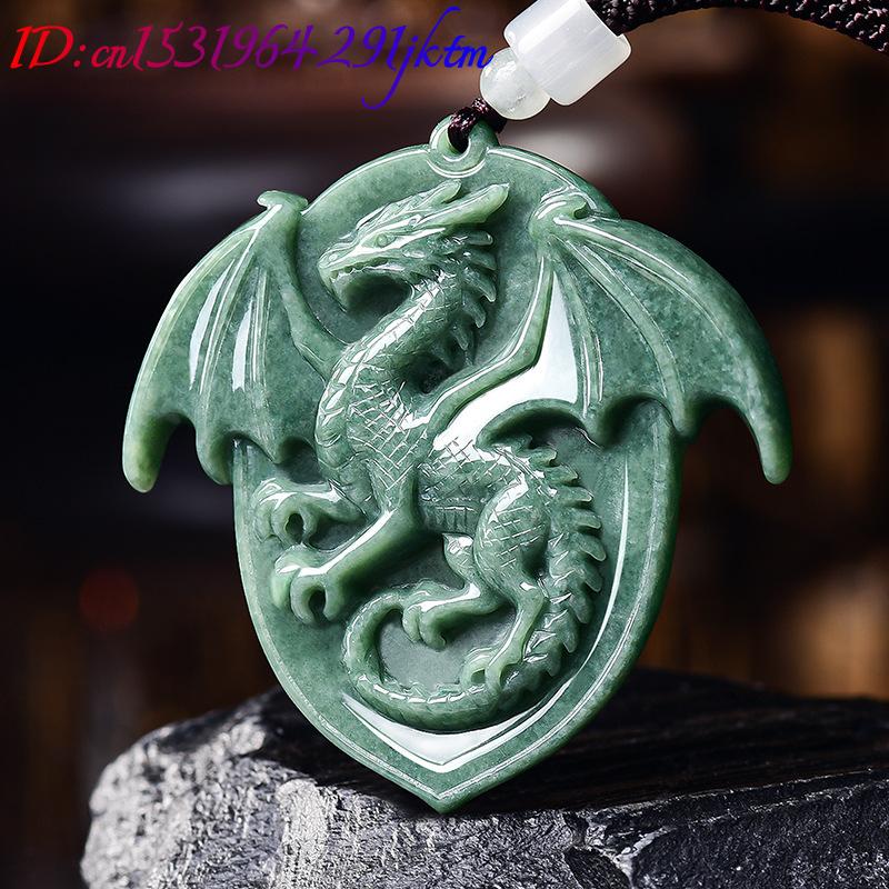 天然ビルマ翡翠ドラゴンペンダントネックレス宝石彫刻お守りヴィ - Jewelry & Watches Sp Z Oo Ul Frezerów 3 のレビューと価格