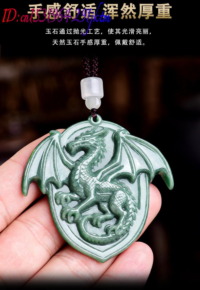 天然ビルマ翡翠ドラゴンペンダントネックレス宝石彫刻お守りヴィ - Jewelry & Watches Sp Z Oo Ul Frezerów 3 のレビューと価格