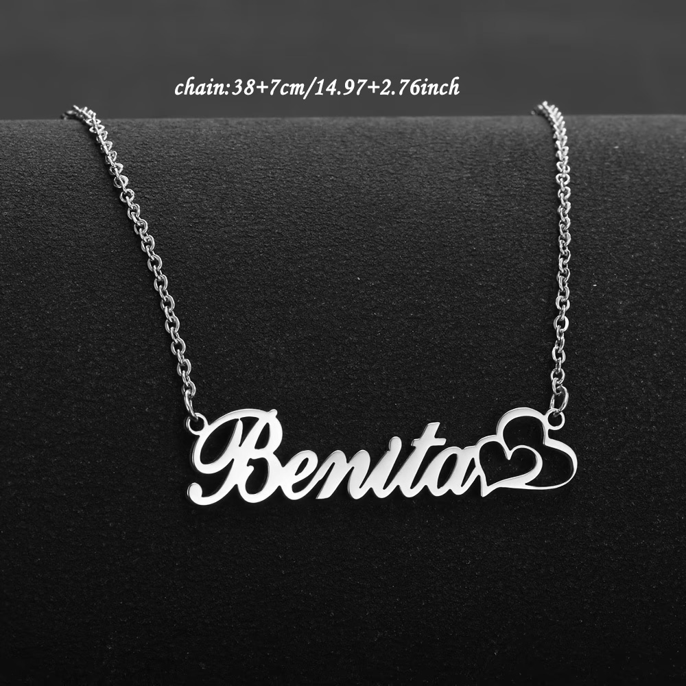 パーソナライズされたダブルハートカスタムネームネックレスステ - Engraved Name Necklace のレビューと価格