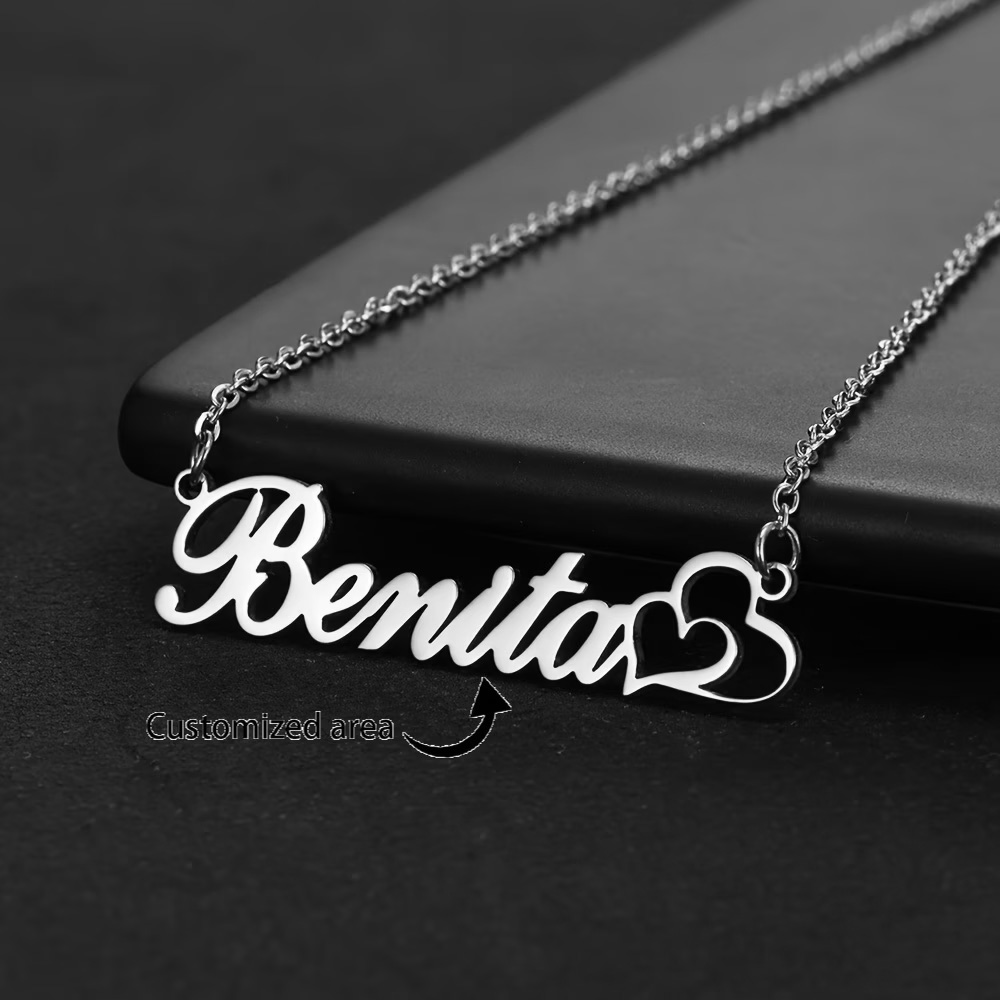 パーソナライズされたダブルハートカスタムネームネックレスステ - Engraved Name Necklace のレビューと価格